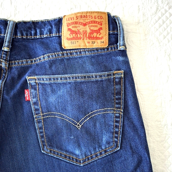 Levis 511 32W 34L Jeans Dark Wash Straight Leg - Picture 4 of 9